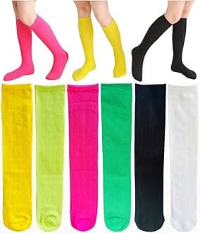 Toptim Little Girl's Knee High Socks Over Calf Kids Overknee Stockings Bow Style (Mesh-6 Pairs)