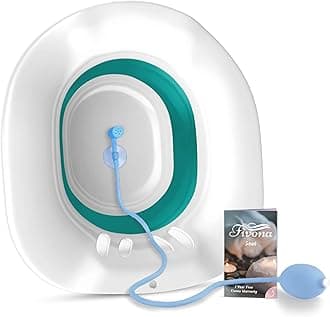 Sitz Bath for Hemorrhoids Soak and Postpartum Care | Toilet Seat | Bartholin Cyst Tub | at Home Soaking Procedures for Men and Detox Vaginal Steaming for Women with Massage Hand Flusher