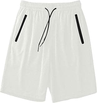 Men's Thin Ice Silk Quick Dry Shorts Casual Drawstring Elastic Waist Stretch Yoga Running Short Pants with Pockets