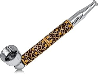 IBEST Smoking Pipe Tobacco | Metal | Deisgner Patterns | Silver, Chrome | Pack of 1 in Random Pattern and Colour | No Nicotine