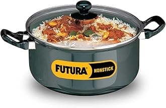 Hawkins Futura 5 Litre Cook n Serve Stewpot, Non Stick Pot with Glass Lid, Cooking Pot with Lid, Black (NST50G)