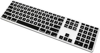 ProElife Keyboard Cover Skin for Apple Wired USB Keyboard with Numeric Keypad (A1243, NOT FIT Magic Keyboard) Ultra Thin Silicone Full Size Protector (Item Folded in Package) (Black)