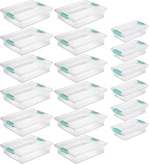 Sterilite Large Clip Storage Box Container (12 Pack) + Small Clip Storage Box Container (6 Pack)