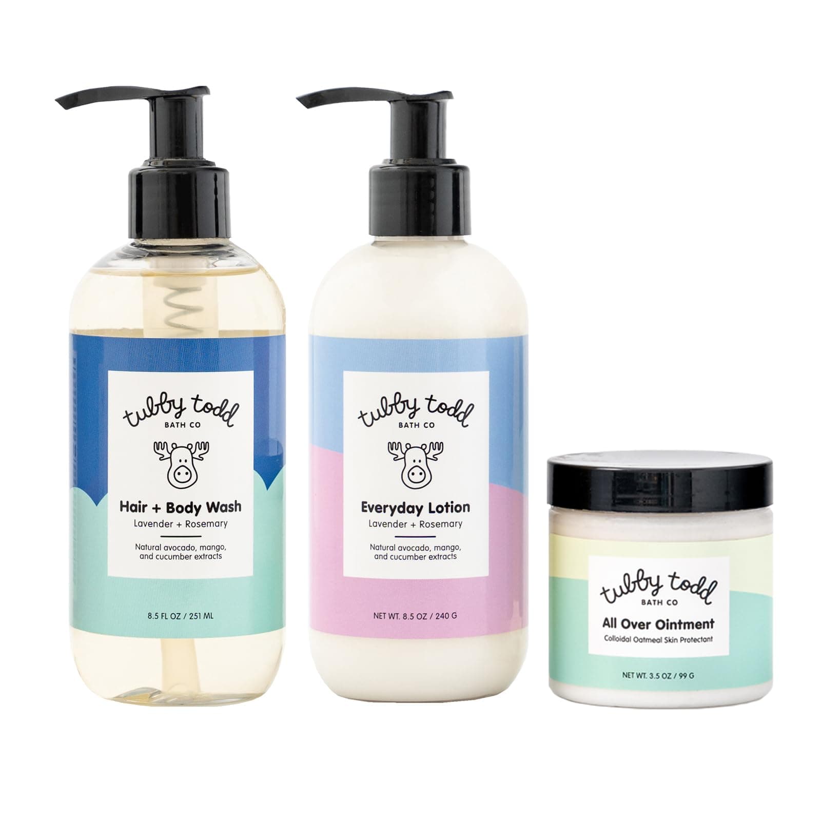 3-Step Baby Bath & Skincare Routine - The Regulars Bundle - 8.5oz Baby Shampoo and Body Wash, 8.5oz Everyday Lotion & 3.5oz All Over Ointment - Lavender Rosemary