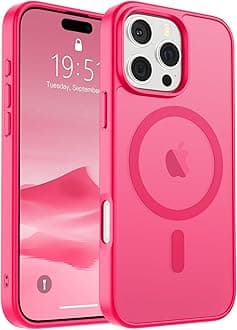 SUPFINE Magnetic for iPhone 16 Pro Max Case (Compatible with MagSafe) (Military Grade Drop Protection) Slim Translucent Matte Shockproof with Anti-Fingerprint Phone Case, Hot Pink