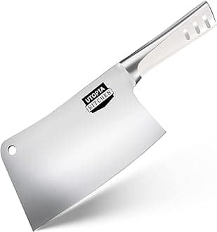 Utopia Kitchen 5 Inch Cleaver Kitchen Knife Chopper Butcher Knife Stainless Steel for Home Kitchen and Restaurant (White)