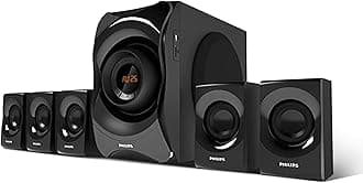 Philips Audio SPA8000B/94 5.1 Channel Multimedia Speaker System with Bluetooth, 5x15W Satellite Speakers, LED Display, Robust Design & Matte Finish (Black)