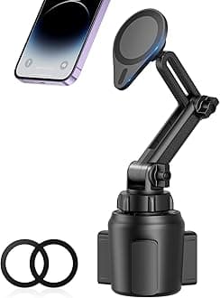 SUPERONE Magnetic Cup Holder Phone Mount, MagSafe Car Mount Cup Holder [Super Strong Magnetic] 360° Rotation Fit for iPhone16 15 14 13 12 Pro Max Mini MagSafe Case & All Phones【Tesla Compatible】