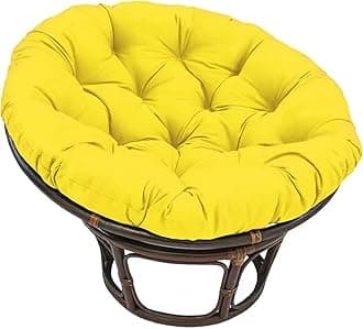 Large Round Papasan Chair Cushion, Thick Outdoor Rocking Chair Cushion, Rattan Hanging Basket Cushion, Egg Nest Replacement Pad(Yellow,80 * 80cm)