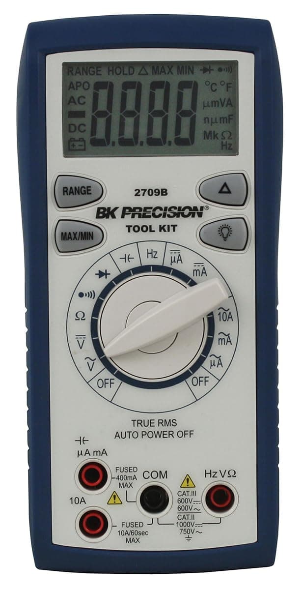 BK Precision 2709B Auto-Ranging, True RMS Digital Multimeter, 10 Amp, 750VAC, 1000VDC, 66 Megaohms, 66 Millifarads, 66 MHz