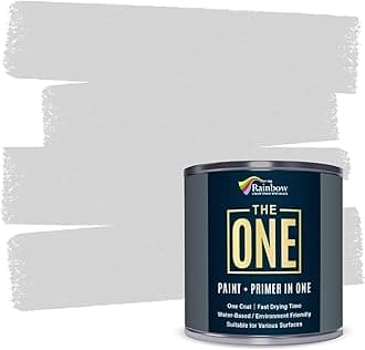 All-In-One Paint & Primer - Light Grey Gloss, 8.5 Fl Oz/250ml Sample | 1 Coat Formula | Easy Indoor & Outdoor Decorating for Home & Garden Walls, Floors & Furniture | Water-Based & Low VOC