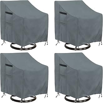 Patio Chair Covers, Outdoor Swivel Lounge Chair Cover 4 Pack, (30 L x 34 W x 38.5 H inches) Waterproof Heavy Duty Outdoor Chair Covers, gray