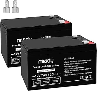 Miady 12V 7Ah Rechargeable Sealed Lead Acid Battery (2 Pack)