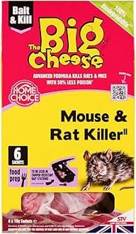 The Big Cheese Mouse & Rat Killer Pasta Sachet - 10g x 6 Kills Mice and Rats Pre-Measured Chew Through Sachets Difenacoum, Red