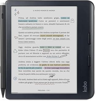 Libra Colour with Kobo Stylus 2 | eReader | E Ink Kaleido™ 3 7" Anti-Glare Colour Display | Dark Mode | Audiobooks | Waterproof (Black)