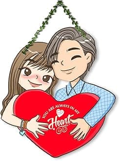Artvibes Love Heart Wall Hanging For Home Decor | Couple Gifts | Valentine Decor Items for Girlfriend Boyfriend Husband Wife | Living Room Decoration | Art Piece for Bedroom (WH_8308N)