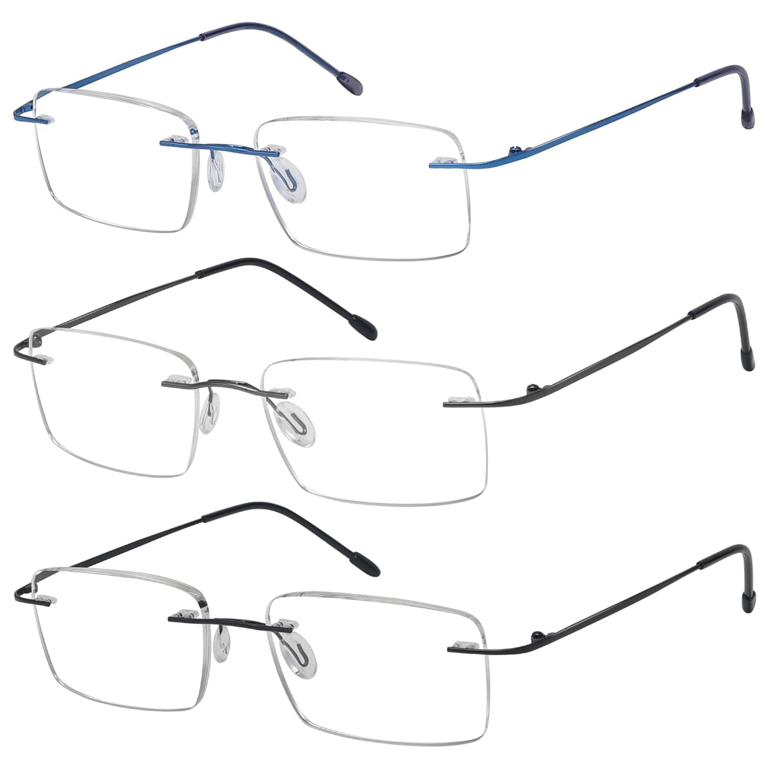 Frameless Reading Glasses for Men Reading - Rectangle Rimless Reader Eyeglasses