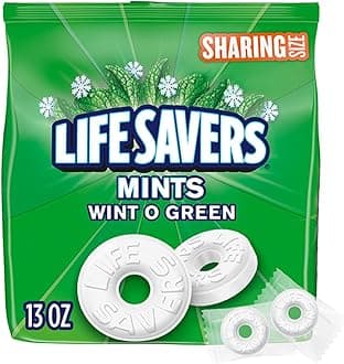 LIFE SAVERS Wint-O-Green Summer Candy Individually Wrapped Hard Mints, Sharing Size, 13 Oz Bag