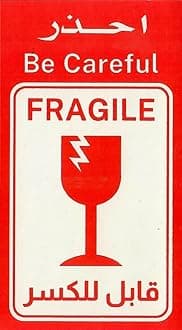 Rubik 120 English Arabic Fragile Stickers 5x9cm Vertical Design Be Careful Warning Labels For Safe Shipping Packing Boxes Luggage