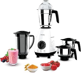 Philips HL7703/03, Mixer grinder 1000 Watt, 4 Stainless Steel Multipurpose Jars with 3 Speed Control and Pulse function