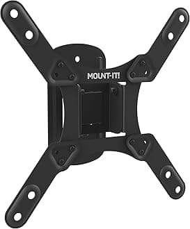 Mount-It! TV Wall Mount for Small to Mid Size TVs, Fits 32 to 50 Inch Screens, 75 100 200 mm VESA Compatible, Low-Profile Slim Design with Tilting and Swivel Motion, 44lb Capacity