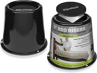 Slipstick CB676 3 Inch Incline Bed Risers for Acid Reflux, Pain, and Breathing Relief (Set of 2 Medical Risers and 2 GorillaPads) Raises/Elevates Head of Bed