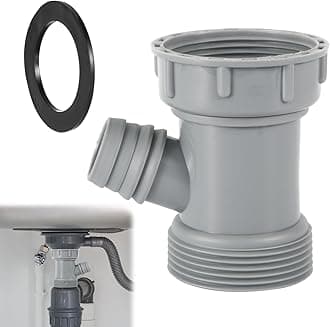 Kitchen Sink Drain Pipe Adapter, Versatile Y-Shaped Flexible Pipe Connector with Gaskets Branched Dishwasher Tailpiece Waste Outlet Sink Drain Hose Adapter Replacement (Gray)