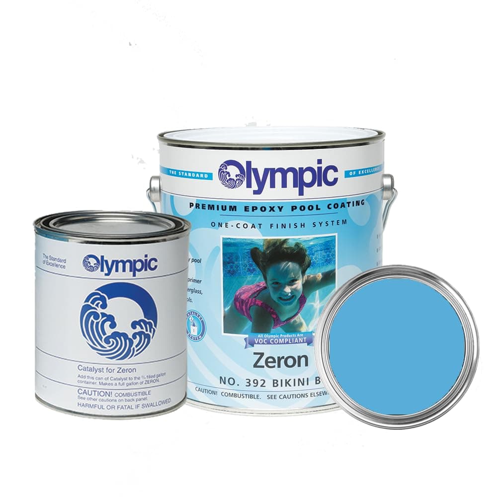 Olympic Pool Paint - Zeron - Bikini Blue - 1 Gallon - two-part epoxy swimming pool paint - one-coat for plaster, fiberglass, steel and aluminum pools.