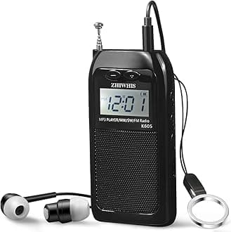 ZHIWHIS Portable Radio,FM AM SW Transistor Radio Stereo LCD Digital Display Pocket Walkmen Radio MP3 WAV Player Support TF Card Rechargeable with Shutdown Memory
