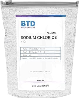 Sodium Chloride Crystal 99.5% Pure, USP Grade, CAS 7647-14-5 100g