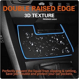 Fit for Honda Civic 2016-2021 (Sedan) Accessories, Upgraded Custom Non-Slip Cup Holder Inserts, Center Console Liners, Door Pocket Pads, Interior Anti-Dust Liner Mats (21-PCS, Blue Trim)
