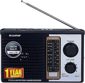 iBELL CTFM100U Portable FM Radio, with USB, SD Card, MP3 Player & Dynamic Speaker 4 Band (Black)