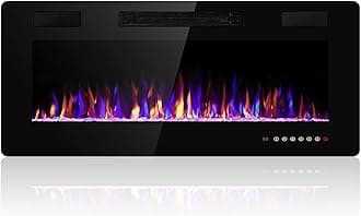 42 Inch Electric Fireplace Insert Ultra-Thin - Recessed & Wall-Mounted Fireplace Heater with Thermostat, Adjustable Flame, Remote Control - Linear with Timer, Touch Screen, 750/1500W