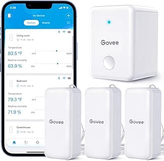 Govee WiFi Hygrometer Thermometer Sensor 3 Pack Indoor Wireless Smart Temperature Humidity Monitor with Remote App Notification Alert, 2 Years Data Storage Export, for Home, Greenhouse