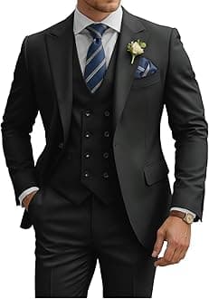 Mens Suit 3 Piece Slim Fit Suits for Men Double Breasted Suit Wedding Prom Suits Formal Business Dinner Tuxedo