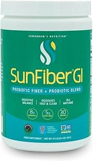 Tomorrow's Nutrition Sunfiber GI, Prebiotic Fiber & Probiotics, 5g Prebiotic Fiber & 8 Billion Probiotics Per Serving, Low FODMAP, 30-Day Supply, 30 Day
