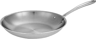 Boston Tri-Ply Clad Stainless Steel 12-Inch Large Frying Pan, Induction-Ready Skillet, Dishwasher-Safe, NSF-Certified, Made in Brazil