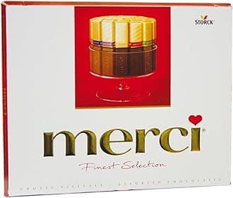 Merci Finest Milk & Dark Chocolate Box, 8 Flavour Varieties, Gluten-Free, Vegetarian Treats with Gold-Wrapped Bars for Gifting, (Packaging may vary) 250 g (Pack of 1)