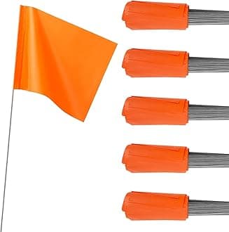 IKAYAS 50 Pack Orange PVC 4*5 Inch Reusable Yard Marking Flags