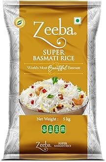 - Super Basmati Rice 5 Kg, Fluffy & Naturally Aromatic, Gluten Free Fine Grains (Cooked length upto 23mm*)