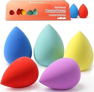 BEAKEY 5 Pcs Makeup Sponge Set, Foundation Blending Beauty Sponge, Flawless for Liquid, Cream, and Powder, Multi-colored Makeup Sponges