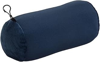Microbead Bolster Tube Travel Pillow - Compact Neck Roll Pillow for Airplane, Car, or Home - Soft Lumbar Support Pillow - Navy