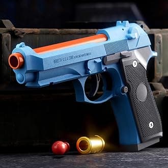 Toy Pistols Gun Foam Blasters for Kids Boys Grils,Shooting Games Shell Ejecting Ball Blaster with 100 PCS EVA Bullets,30 PCS Shells, 2 PCS Magazine,Blue