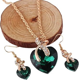 Gold plated jewelry set for women's crystal heart-shaped necklace earrings jewelry set for brides' wedding accessories Earrings and necklace set