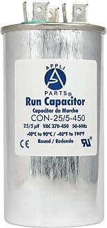 Appli Parts Condensador Capacitor de Marcha 25+5 Mfd uF (microfaradios) 370VAC o 450VAC CBB65 Universal Aire acondicionado y otras aplicaciones Redondo UL E476928 10.8cm Alto 5cm Ancho