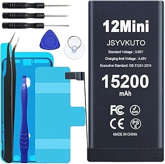 15200mAh Battery for iPhone 12 Mini, New 0 Cycle Upgraded Higher Capacity Replacement Battery for iPhone 12 Mini with Full Set Repair Tool Kit, Model A2399 A2400 A2398 A2176