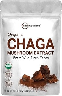 Organic Chaga Mushroom Extract, 10 oz | 100:1 Wild Harvested | Supports Immune & Antioxidant Defense | Great for Tea & Smoothies | Non-GMO, Vegan Friendly