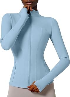 Locachy Women's Slim Fit Full Zip Athletic Running Sports Workout Jacket with Pockets