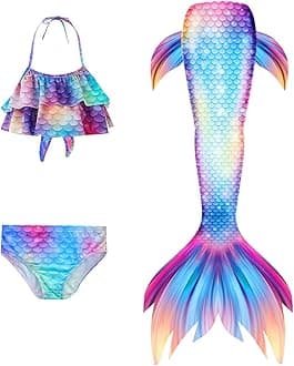 3Pcs 𝙂‭i‭r‭l‭s Sw‭imsuit 𝙈‭e‭r‭m‭a‭i‭d 𝙏‭a‭i‭l for Swimming Gradient Bikini Bathing Suit Set Cosplay Clothing Set