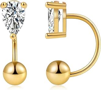 Gacimy Huggie Half Hoop Earrings for Women with Ball Screw Back, 1/2 Inches Small Gold Hoop Earrings